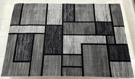Covor gros, modern cu patrate, gri negru [1]
