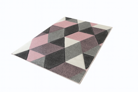 Covor model geometric roz, gri , crem [2]