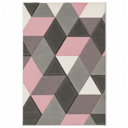 Covor model geometric roz, gri , crem [1]