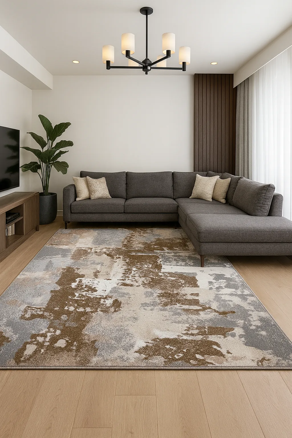 COVOARE DUPA DIMENSIUNI - Covor modern, bej crem maro, model pete