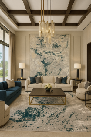 Covoare 125/200 - Covor modern, bej crem turcoaz, model Versay