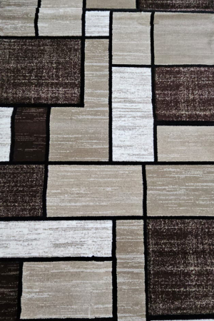 Covoare in relief - Covor modern bej maro inchis, model geometric patrate