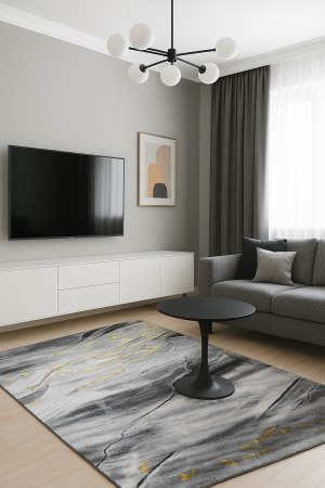 Covoare 200/300 - Covor modern gri auriu, dreptunghiular