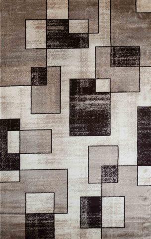 Carpete 70/100 - Covor geometric modern, bej maro