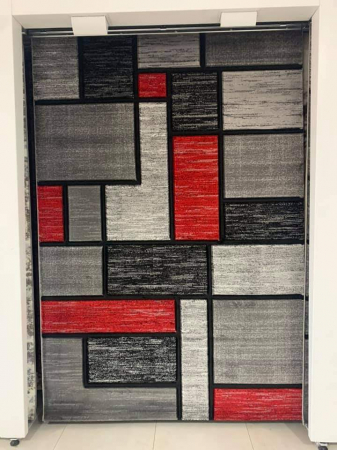 Covoare 170/250 - Covor modern cu patrate roșu gri