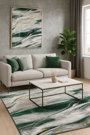 Covor modern gri verde smarald, dreptunghiular [1]