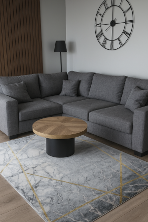 Covoare 170/250 - Covor modern gri auriu, model dungi