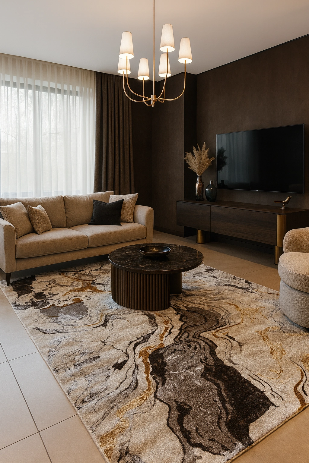 Covoare 200/300 - Covor modern maro auriu , model River