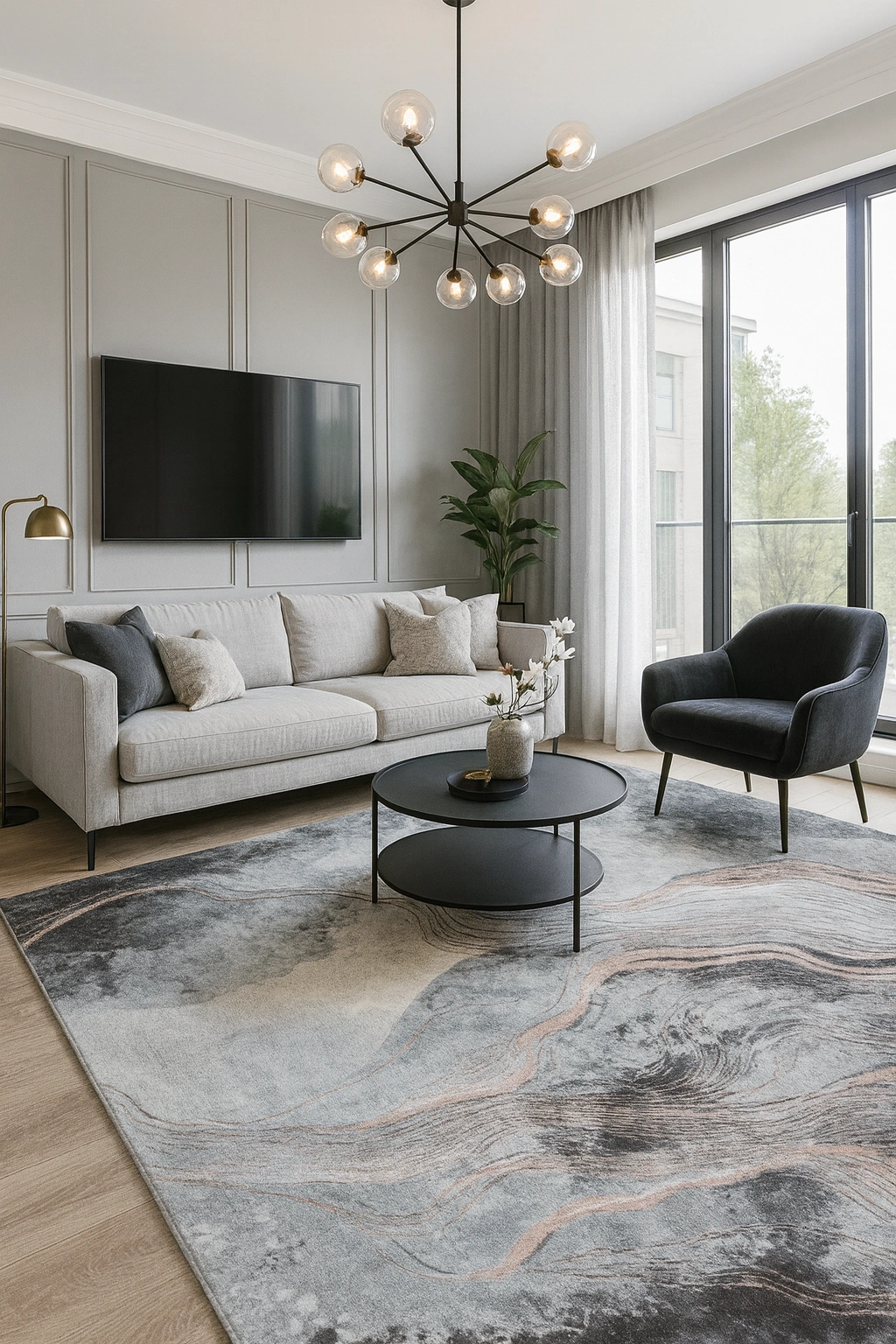 Produse noi - Covor modern gri roz pudra, 200x300 cm, model Versal