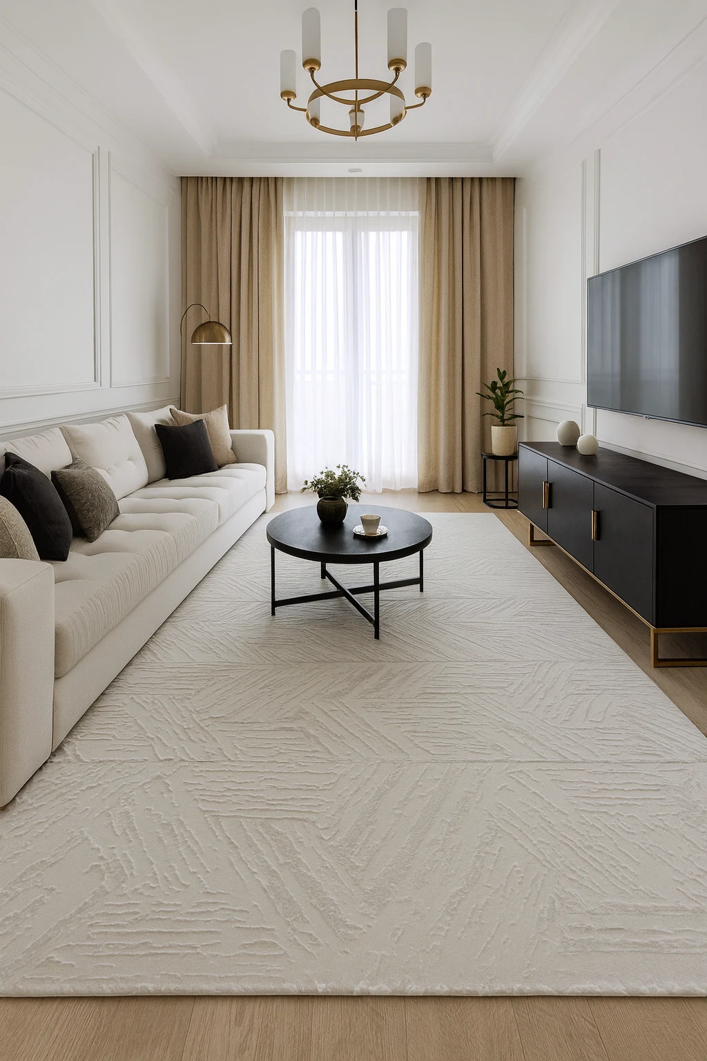 Seturi pentru dormitor latime 80 cm - Covor modern, simplist crem alb