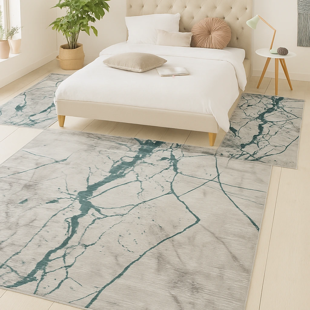 Covor modern, simplist gri turcoaz [3]