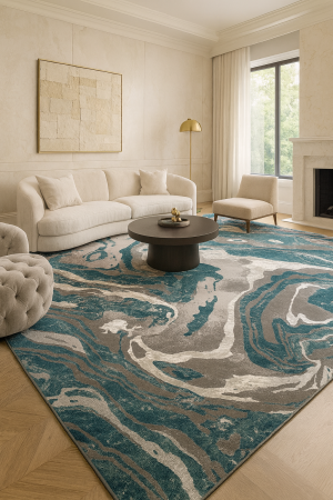 COVOARE DUPA DIMENSIUNI - Covor modern, simplist gri turcoaz, model Onyx