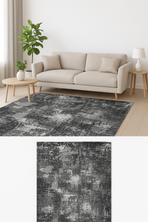 Covor modern, simplist negru gri [1]