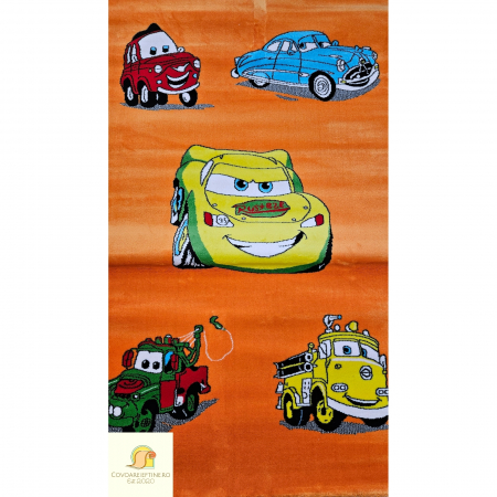 Covoare pentru copii - COVOR pentru baieti cu masinute CARS, fond portocaliu