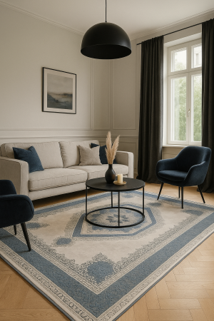 Covoare premium - Covor premium model romb, gri bleu