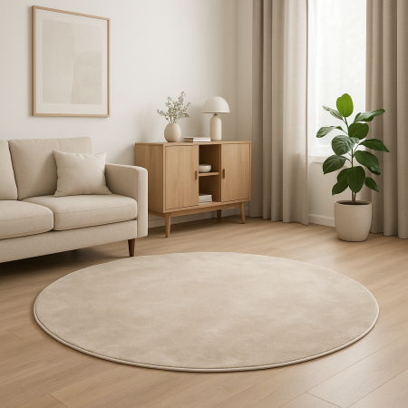 ULTIMELE BUCATI-reduceri - Covor rotund cu fir scurt crem uni