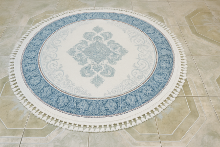 Covor rotund deosebit cu franjuri ROYAL, crem turcoaz [1]