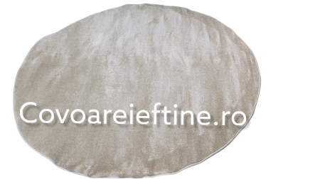 Covoare in relief - Covor rotund cu fir scurt crem uni