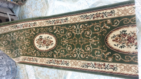 Covor clasic floral cu medalion, verde crem [3]