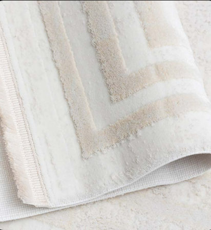 Covor York acrilic 100%, alb bej, cu franjuri [2]