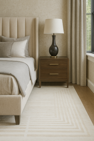 ULTIMELE BUCATI-reduceri - Covor York acrilic 100%, alb bej, cu franjuri