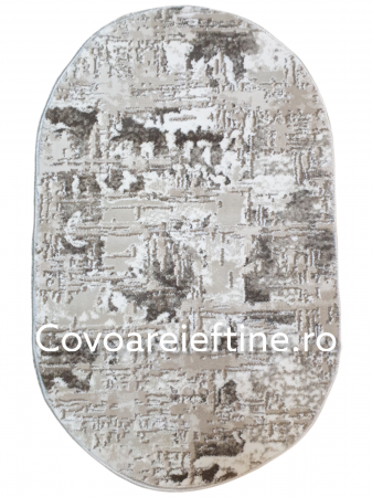 Produse noi - Covor oval abstract crem zgariat