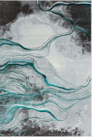 Covor modern gri turcoaz 200x300 cm, model Versal [1]