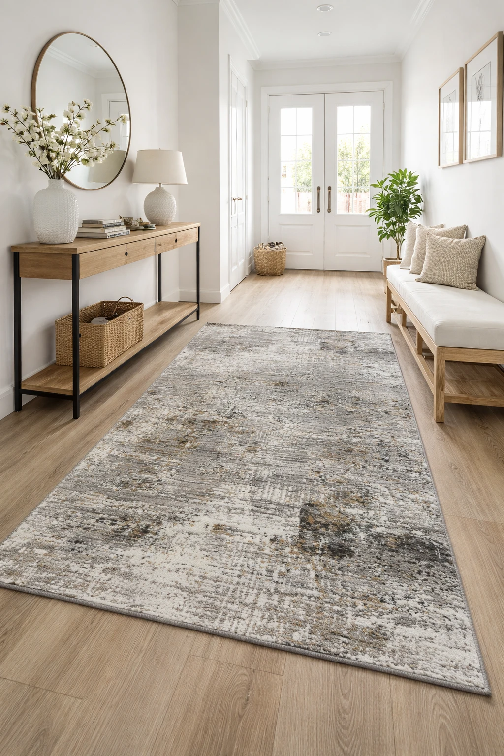 TAKSIM / VICTORIA - Traversa simplista latime 100 cm, gri bej, model abstract