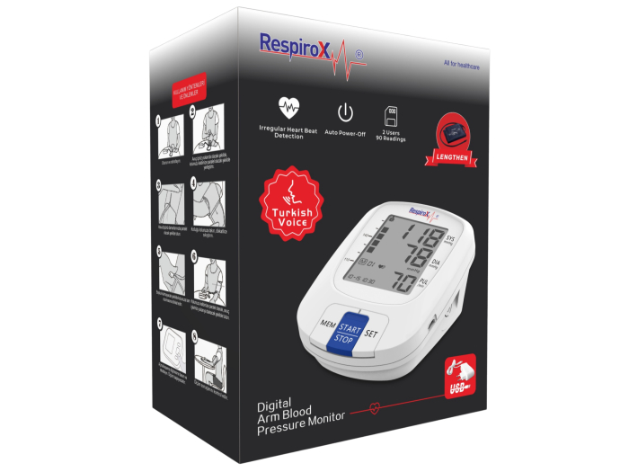 Апарат за кръвно налягане за горната част на ръката Respirox AXD-808-B, захранван с батерии [5]