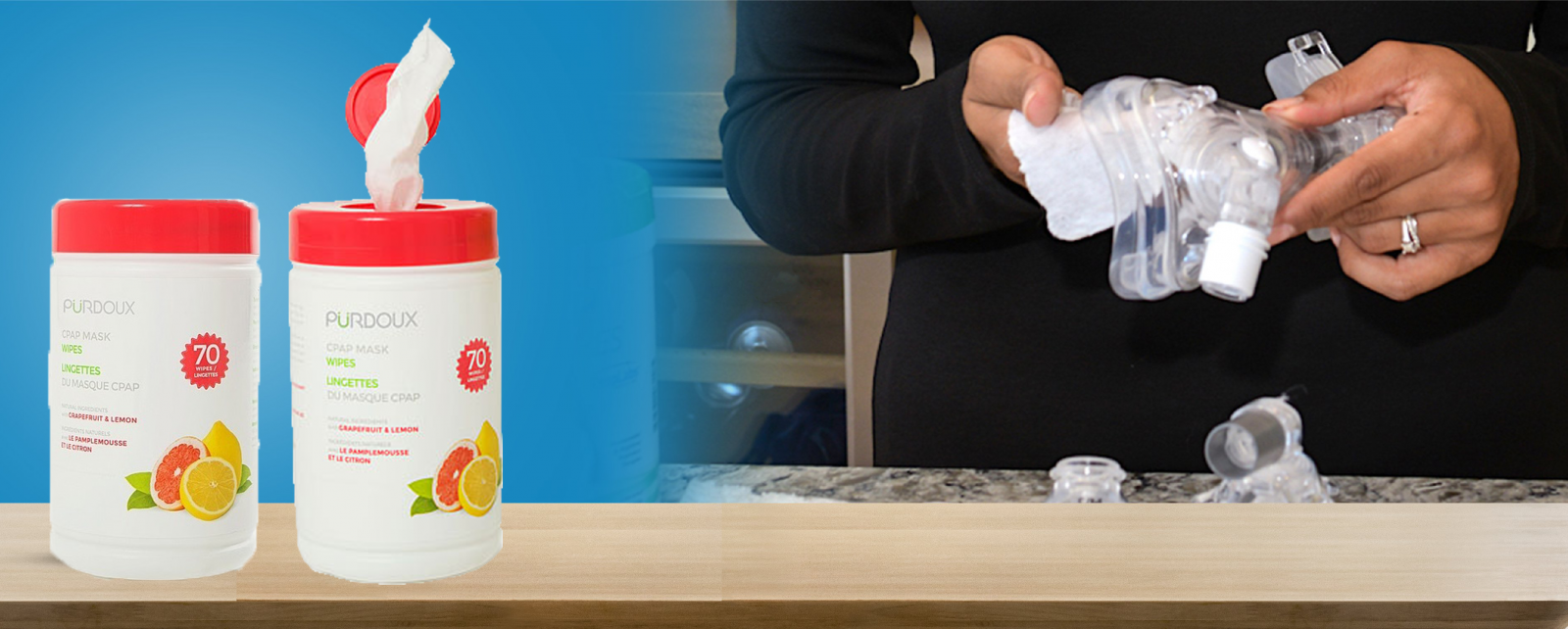 Мокри кърпички за CPAP маска Purdoux Грейпфрут & Лимон (70 бр) [3]
