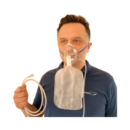 Кислородна маска, за възрастни, 2,1 м, висока концентрация, бутилка, 2 клапана - HUM [1]