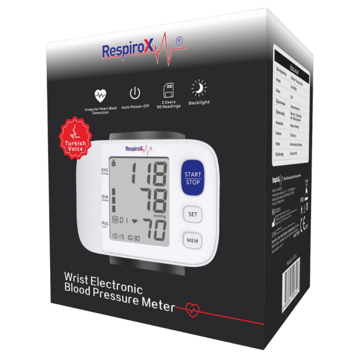 Tensiometru de incheietura cu baterii Respirox JN-163EW Tensiune arteriala [3]
