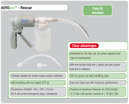 Aspirator Secretii AEROsuc Rescue, manual, vas colector 300 ml, putere aspirare > 0.6 bar, > 20 LPM [3]
