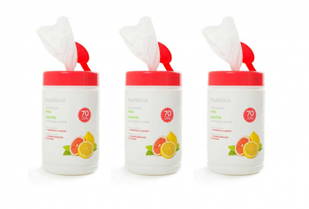 Servetele umede curatare masca CPAP - Purdoux Grapefruit & Lemon (Dispenser 70 buc) [1]