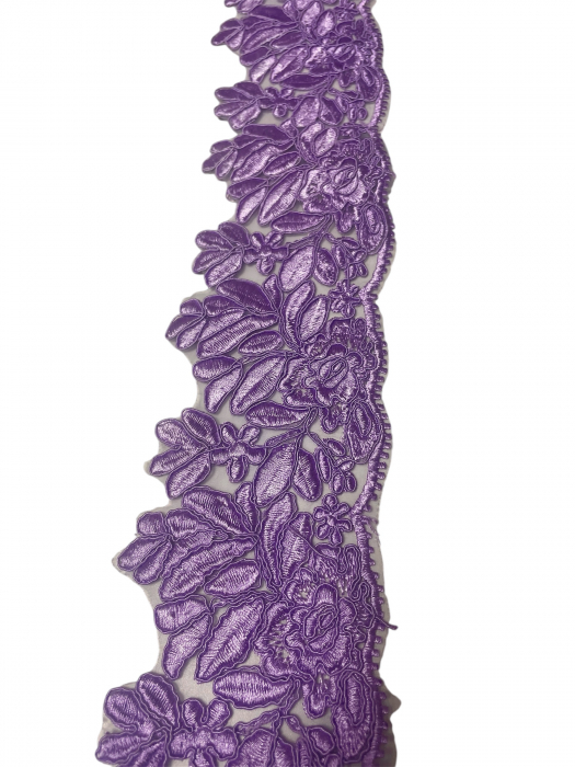 Dantela brodata pe organza 9cm - mov [2]