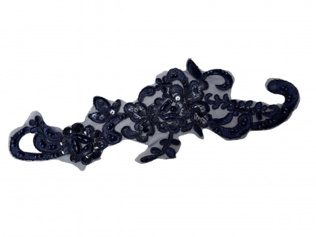Aplicații decorative - Aplicatie brodata cu paiete - bleumarin