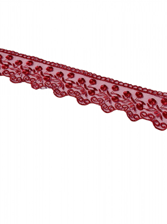 Dantelă pe tull/organza - Dantela brodata pe tull 4.5cm