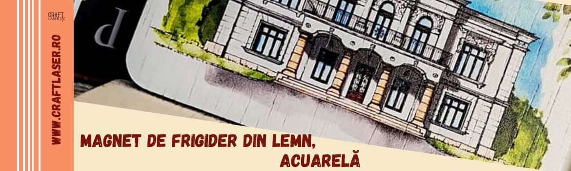Magnet de frigider din lemn, acuarela