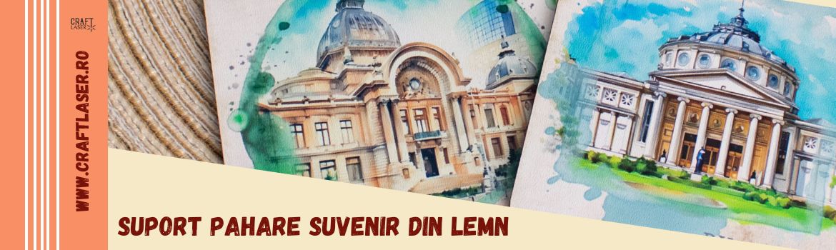 Suport pahare suvenir din lemn