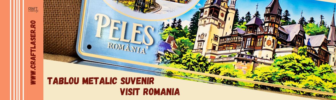 Tablou metalic suvenir Visit Romania
