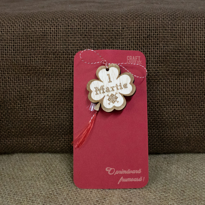 Martisor din lemn personalizat, trifoi cu patru foi, 1 martie [4]