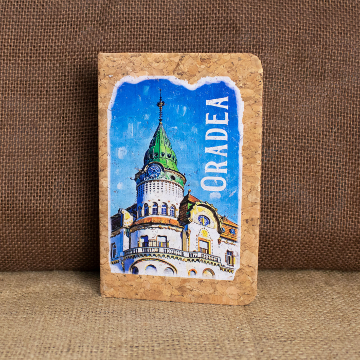 Agenda/carnetel de calatorii suvenir, acuarela, coperta din material de pluta, Palatul Vulturul Negru, Oradea [1]