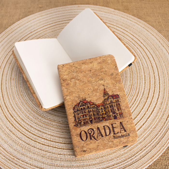 Agenda/carnetel de calatorii suvenir, coperta din material de pluta, Palatul Vulturul Negru, Oradea [2]