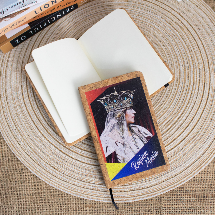 Agenda/carnetel de calatorii suvenir, coperta din material de pluta, Regina Maria a Romaniei [2]