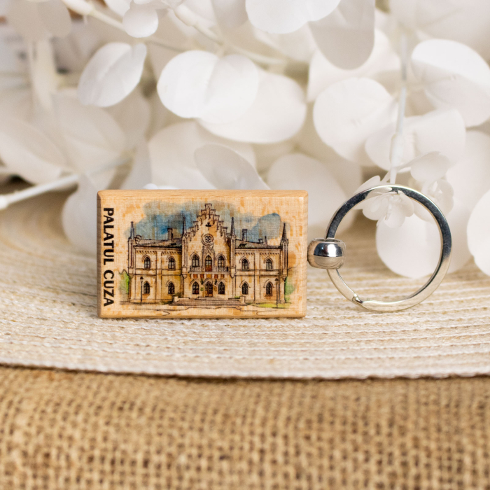 Breloc din lemn suvenir, Palatul Cuza, Ruginoasa [2]