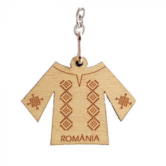 Breloc suvenir din lemn, gravat, IE romaneasca, Romania [2]