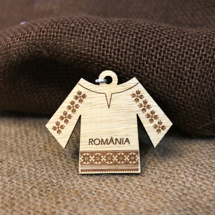 Breloc suvenir din lemn, gravat, IE Traditionala Romania [4]