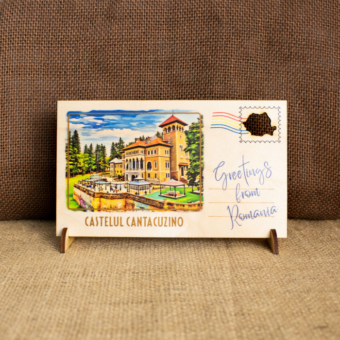 Carte postala Din Lemn, acuarela, Castelul Cantacuzino, Busteni [1]