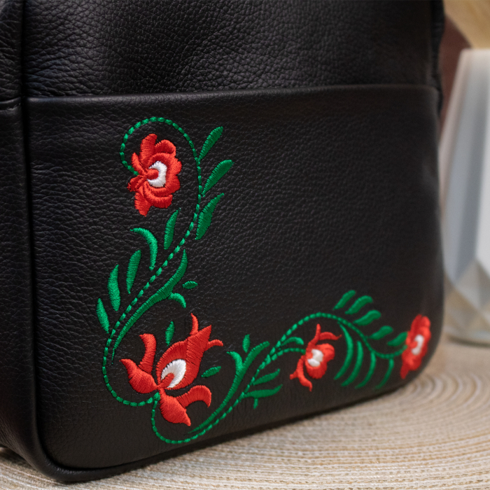 Geanta din piele cu broderie, "Art Nouveau" (Culoare: Negru) [5]