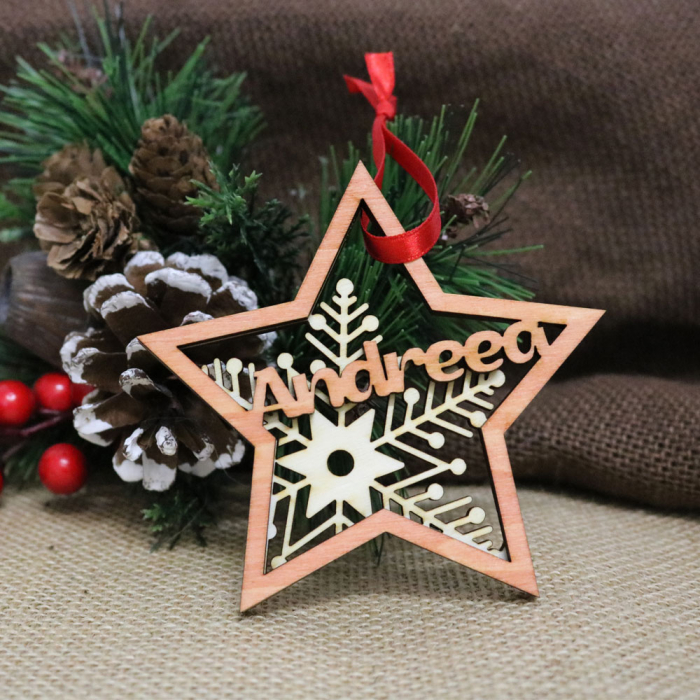 Glob De Craciun Din Lemn, Personalizat, “Christmas Spirit” [2]